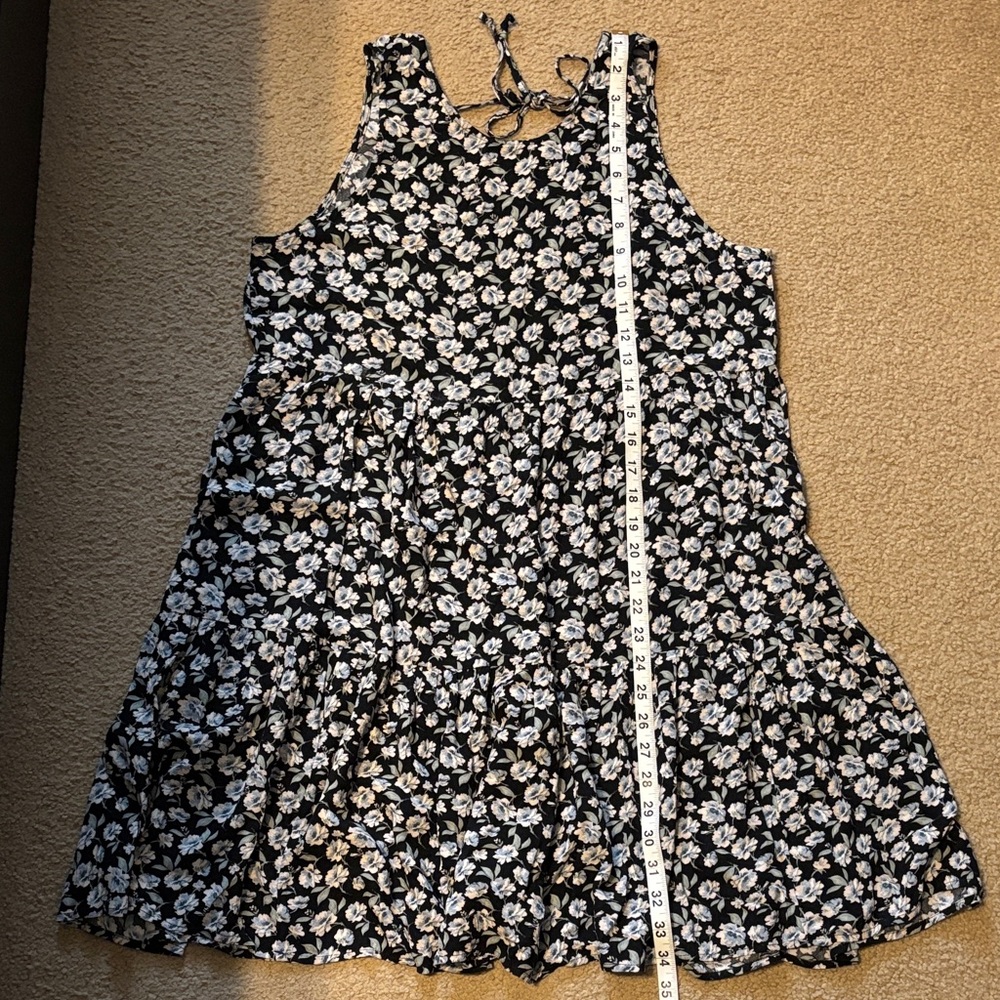 NWOT American Eagle Black Floral Sleeveless Babydoll Dress Size M - Picture 6 of 7